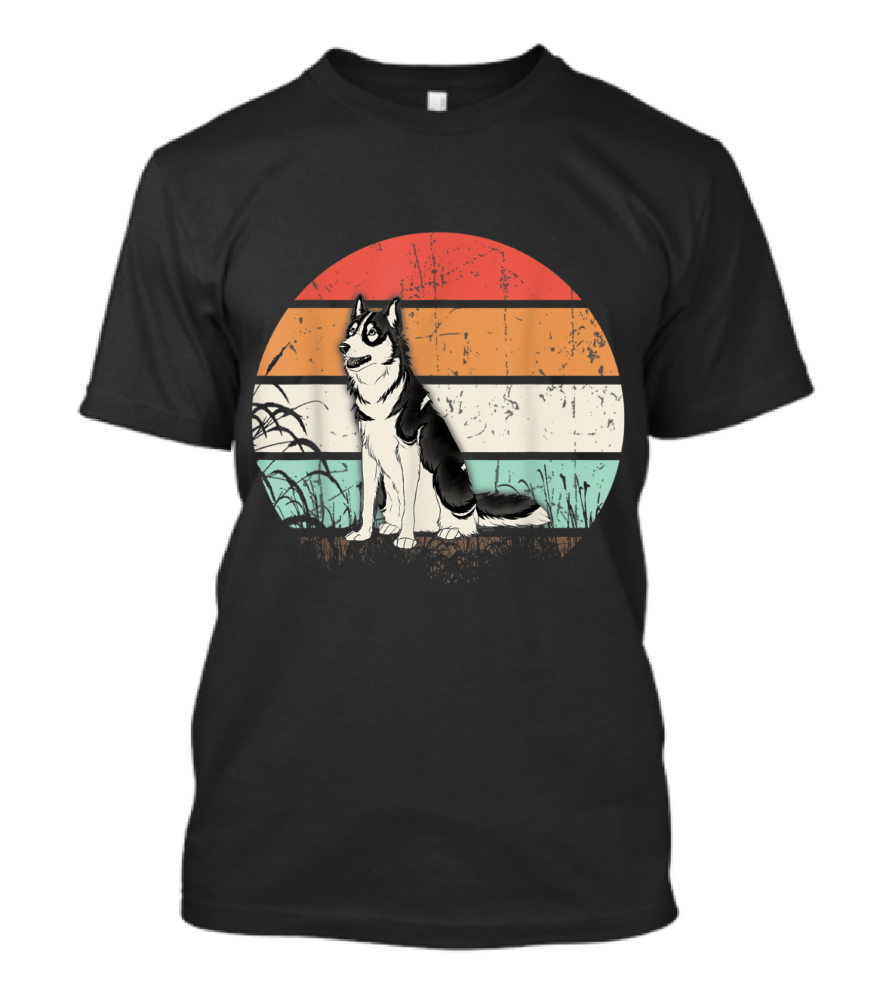 Vintage Retro Siberian Husky Sunset Do T-Shirt