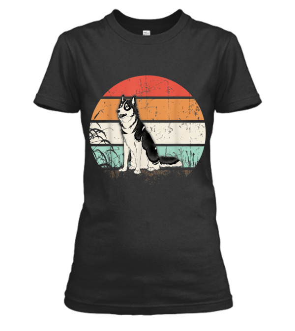 Vintage Retro Siberian Husky Sunset Do Womens T-Shirt Vintage Retro Siberian Husky Sunset Do Womens T-Shirt