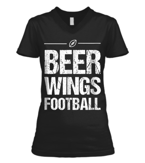 Beer Wings Football V-Neck Womens T-Shirt Beer Wings Football V-Neck Womens T-Shirt