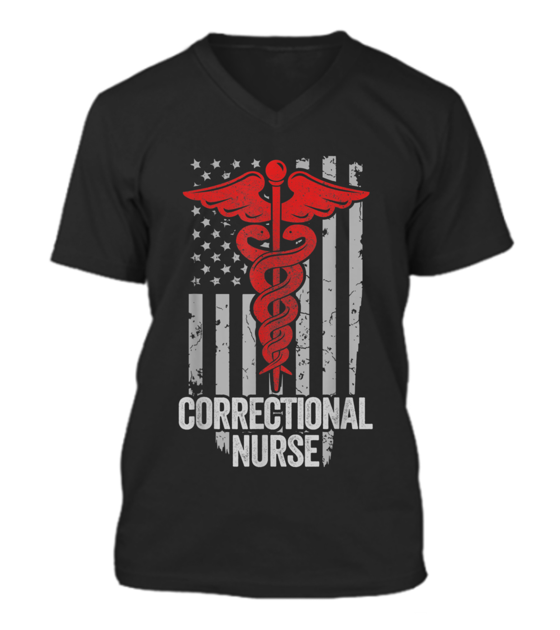 Correctional Nurse Apparel, American V-Neck Unisex T-Shirt Correctional Nurse Apparel, American V-Neck Unisex T-Shirt