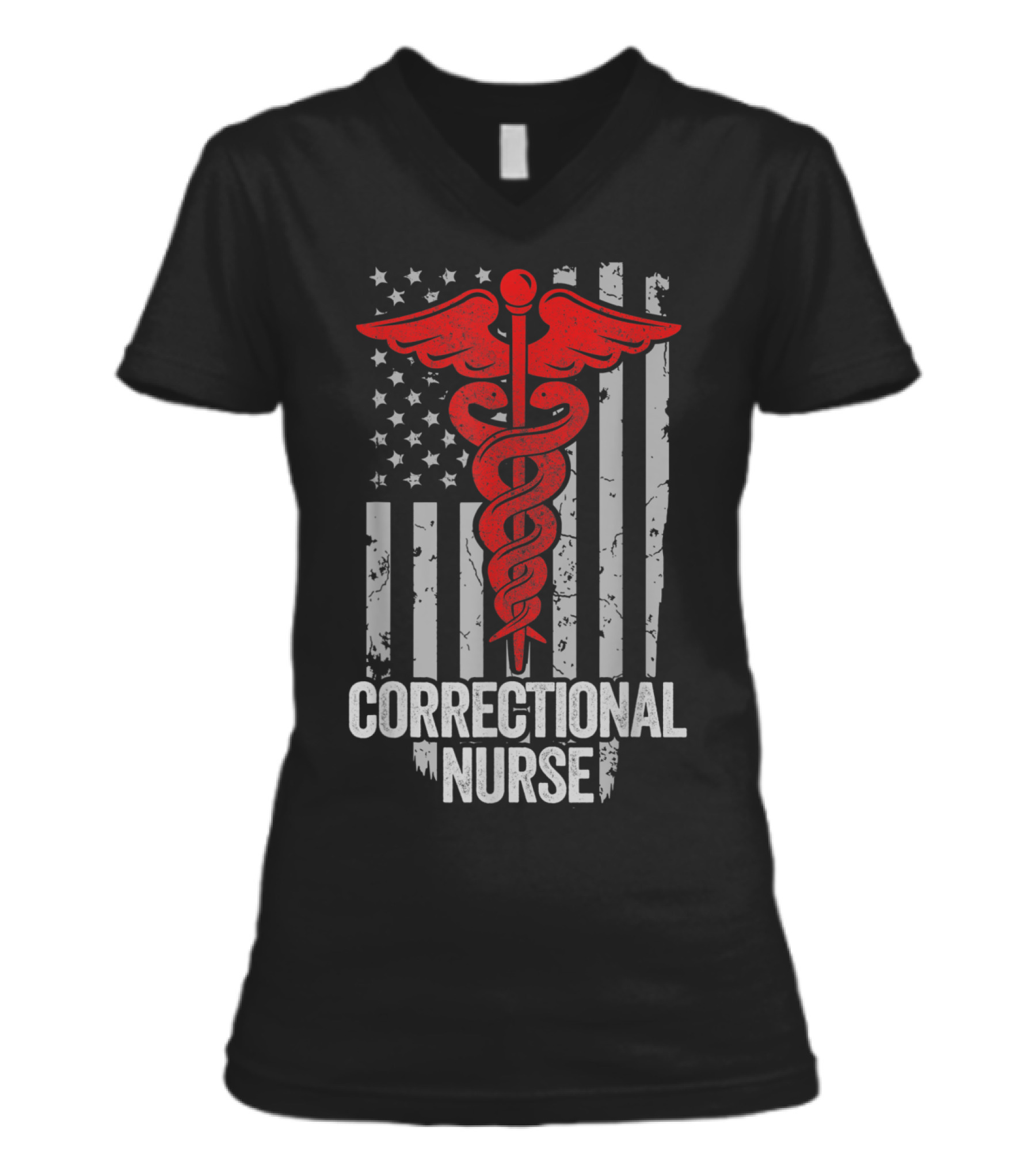 Correctional Nurse Apparel, American V-Neck Womens T-Shirt Correctional Nurse Apparel, American V-Neck Womens T-Shirt
