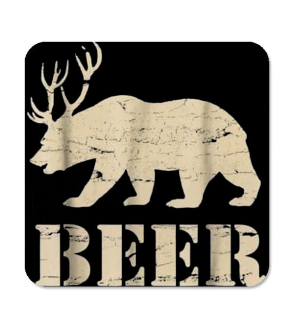 Beer, Bear, Deer, IPA, Pub Beer Coaster