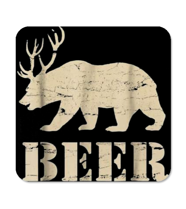 Beer, Bear, Deer, IPA, Pub Beer Coaster Beer, Bear, Deer, IPA, Pub Beer Coaster