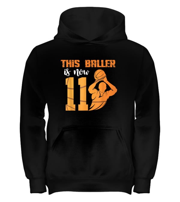 11th Birthday Basketball This Baller Kids Hoodie