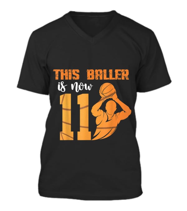 11th Birthday Basketball This Baller V-Neck Unisex T-Shirt