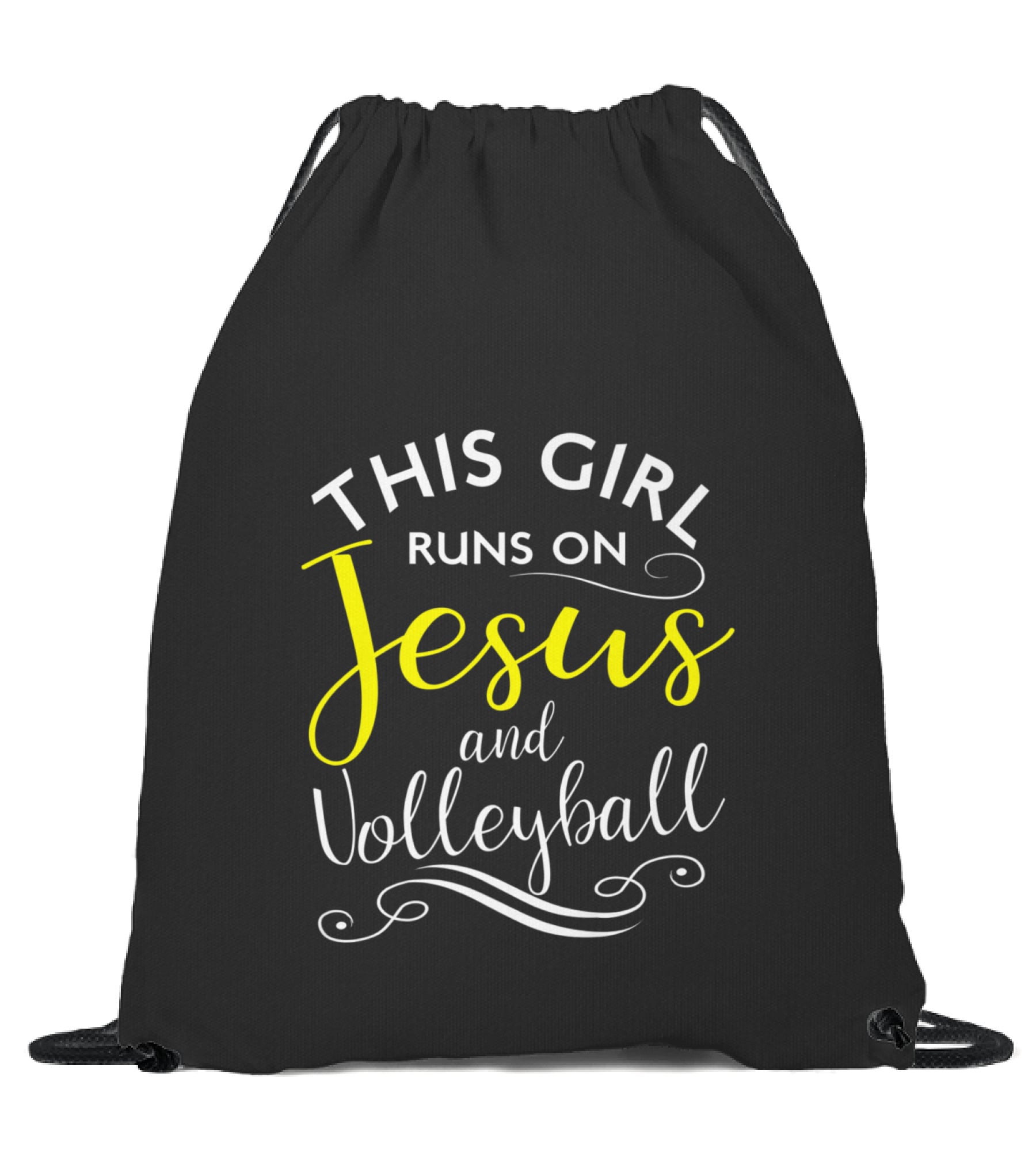 This Girl Runs On Jesus And Volley_1 Drawstring Bag This Girl Runs On Jesus And Volley_1 Drawstring Bag