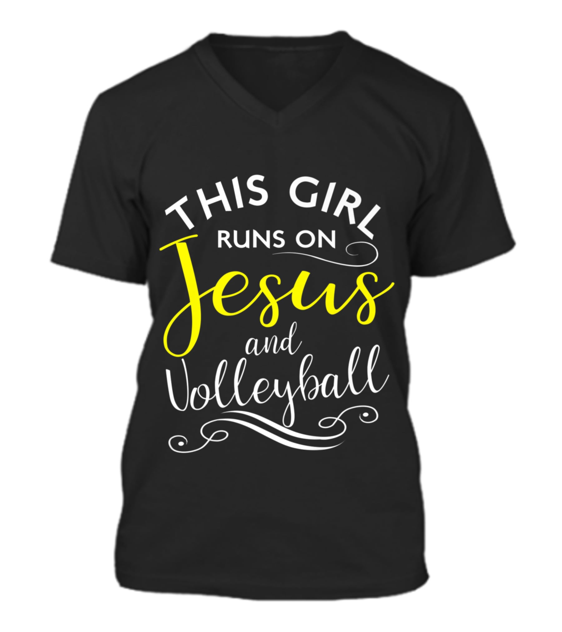 This Girl Runs On Jesus And Volley_1 V-Neck Unisex T-Shirt This Girl Runs On Jesus And Volley_1 V-Neck Unisex T-Shirt