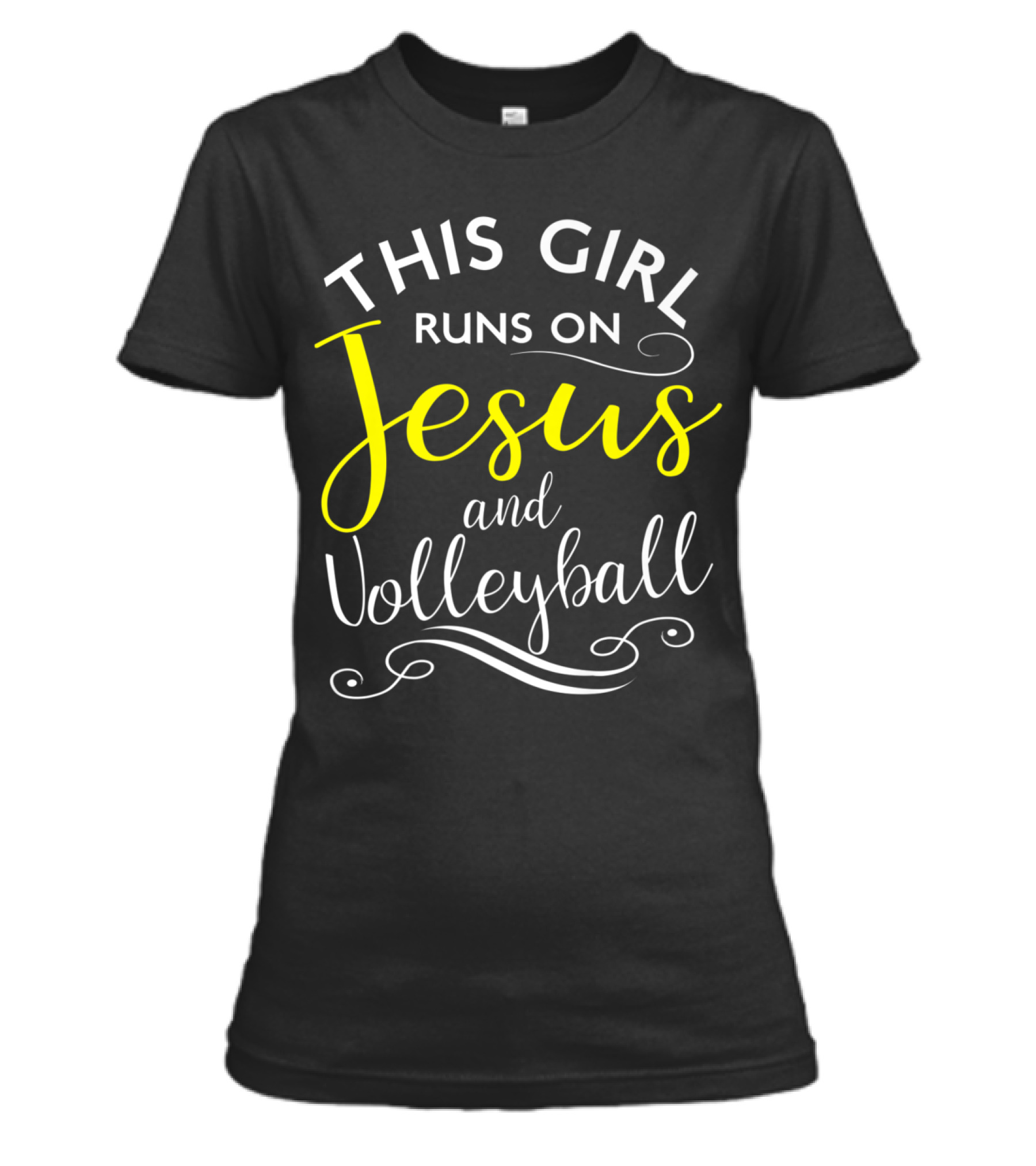 This Girl Runs On Jesus And Volley_1 Womens T-Shirt
