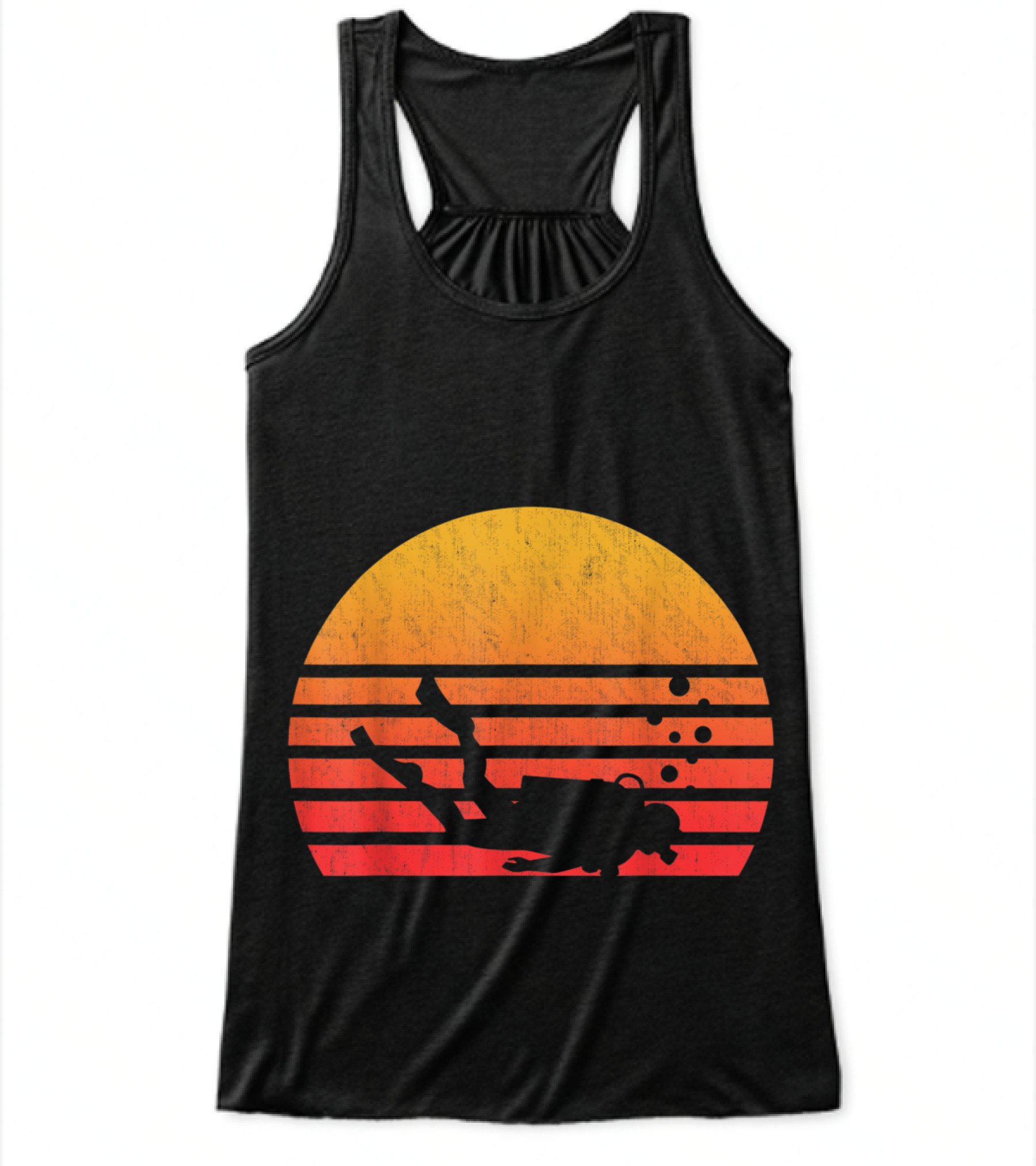 Vintage Retro Sunset Scuba Diving Flowy Tank Top
