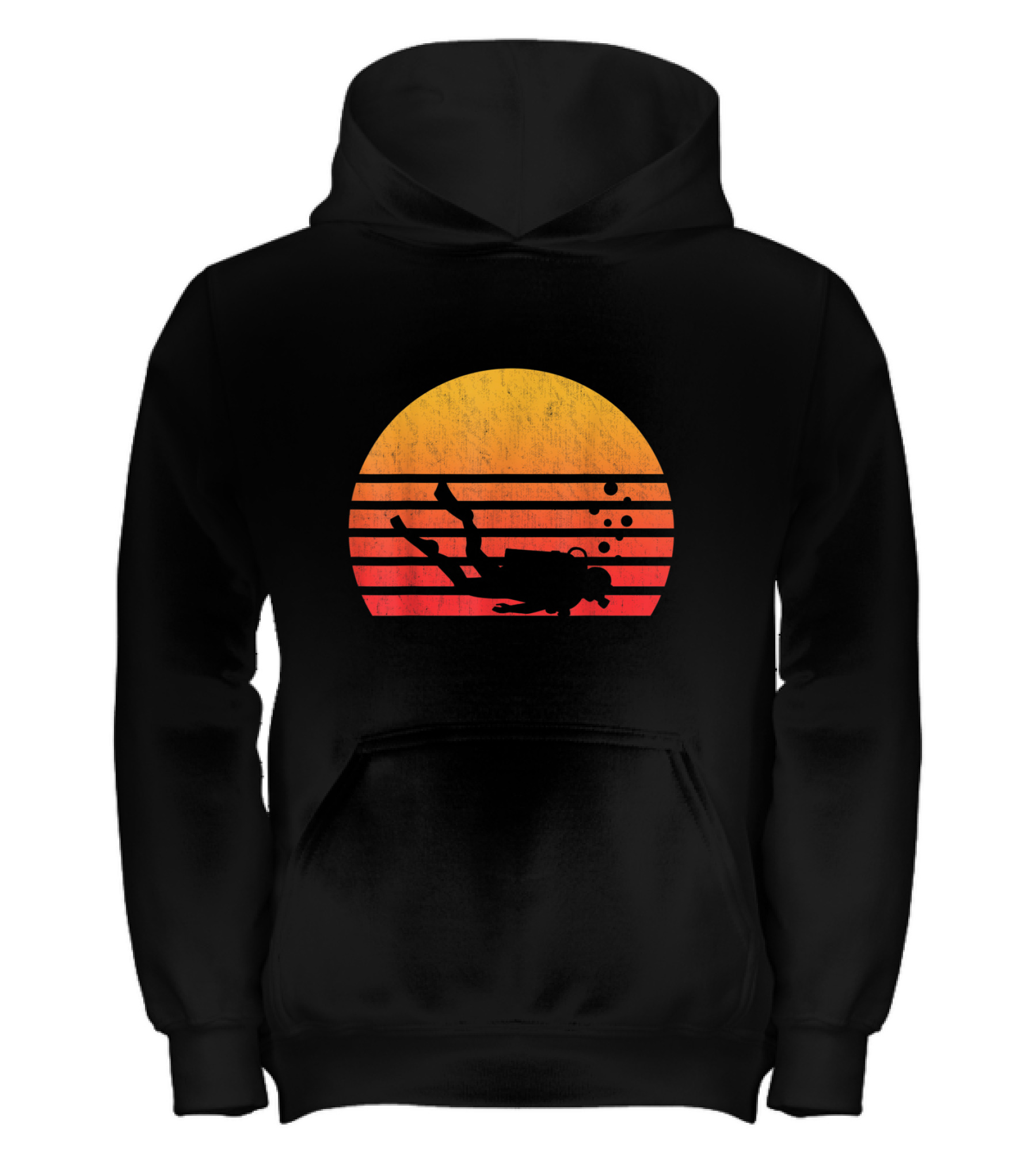 Vintage Retro Sunset Scuba Diving Kids Hoodie