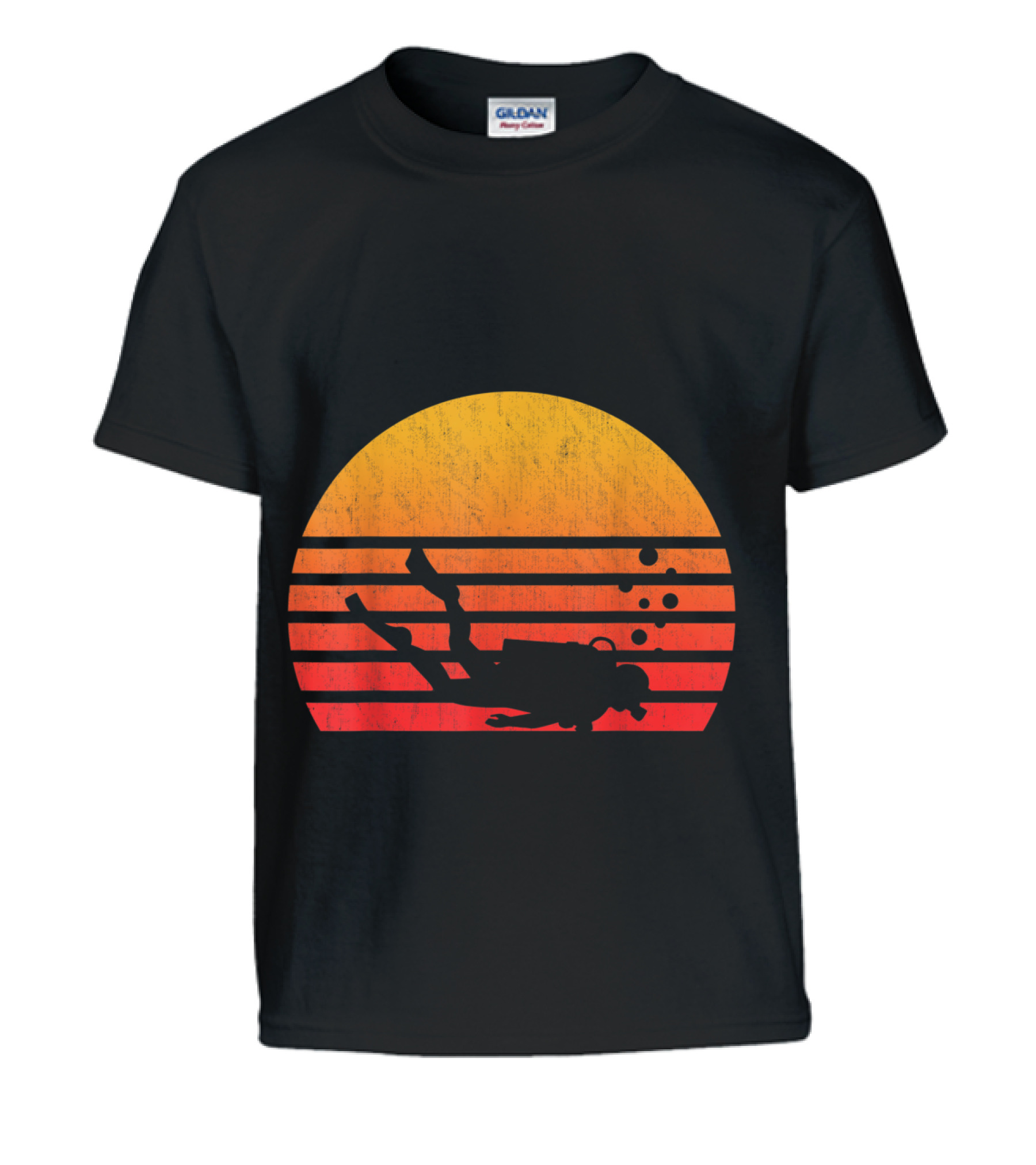Vintage Retro Sunset Scuba Diving Kids T-Shirt