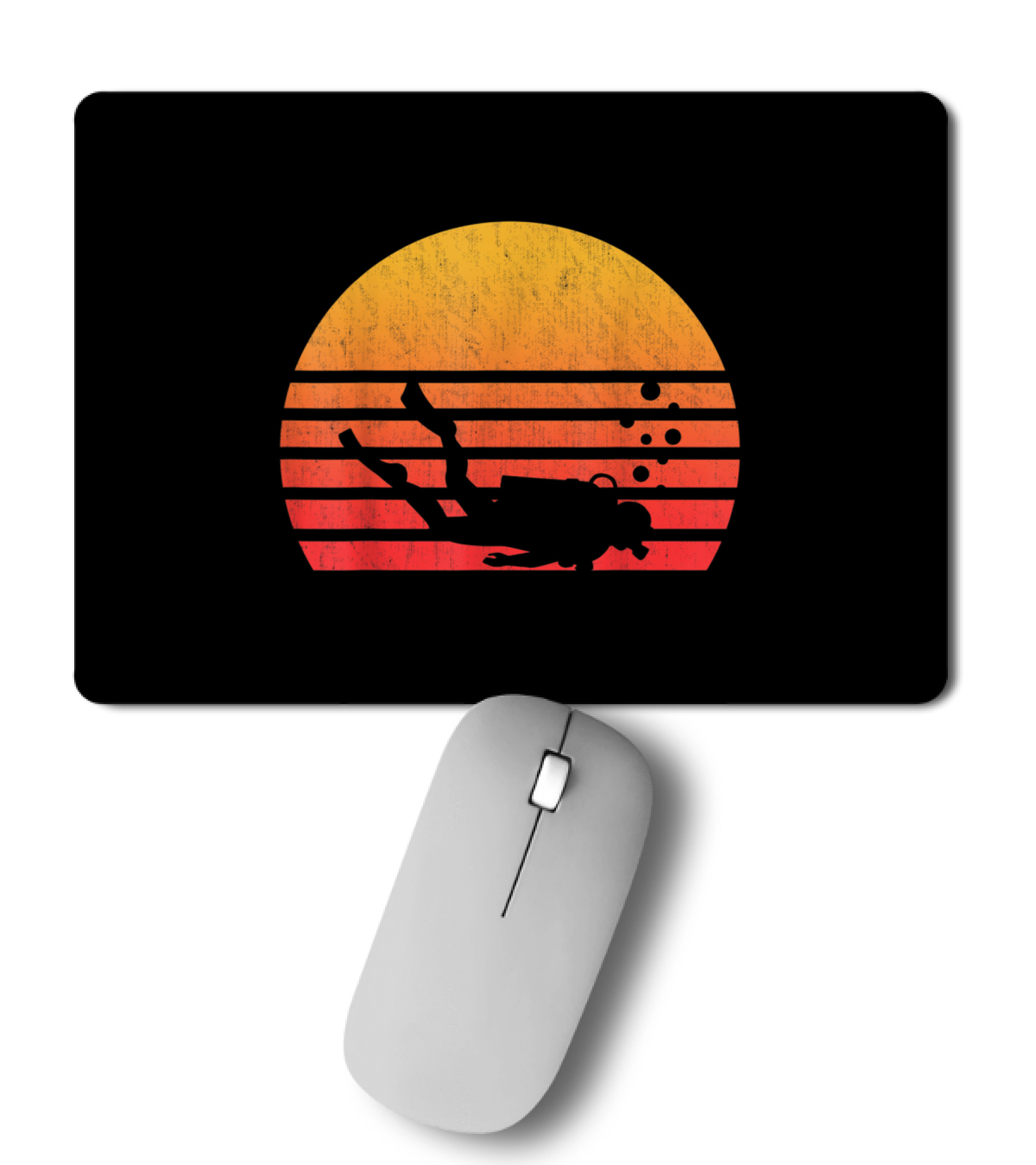 Vintage Retro Sunset Scuba Diving Mousepad