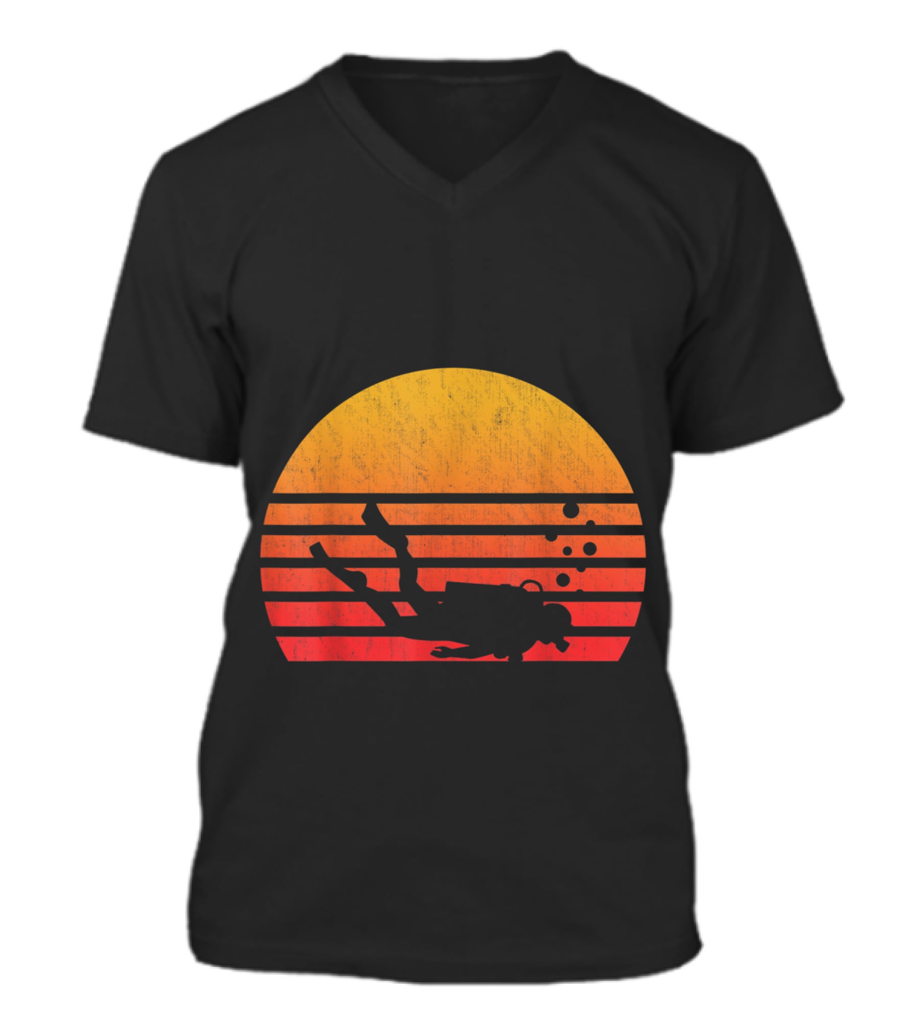 Vintage Retro Sunset Scuba Diving V-Neck Unisex T-Shirt Vintage Retro Sunset Scuba Diving V-Neck Unisex T-Shirt