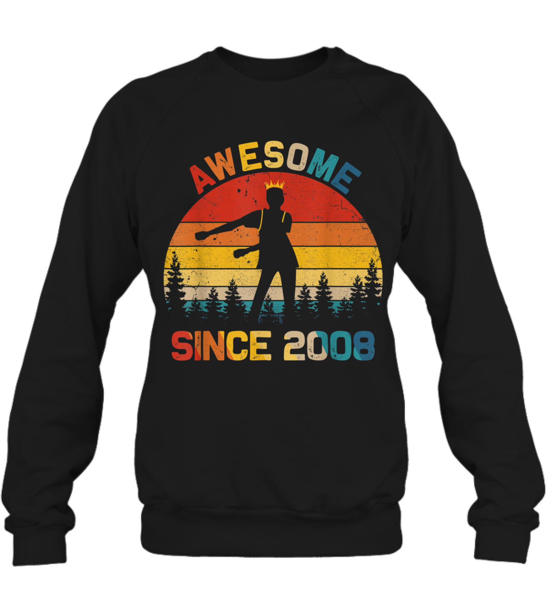 11th Birthday Gift Awesome Since 2008 Fl Crewneck Sweatshirt