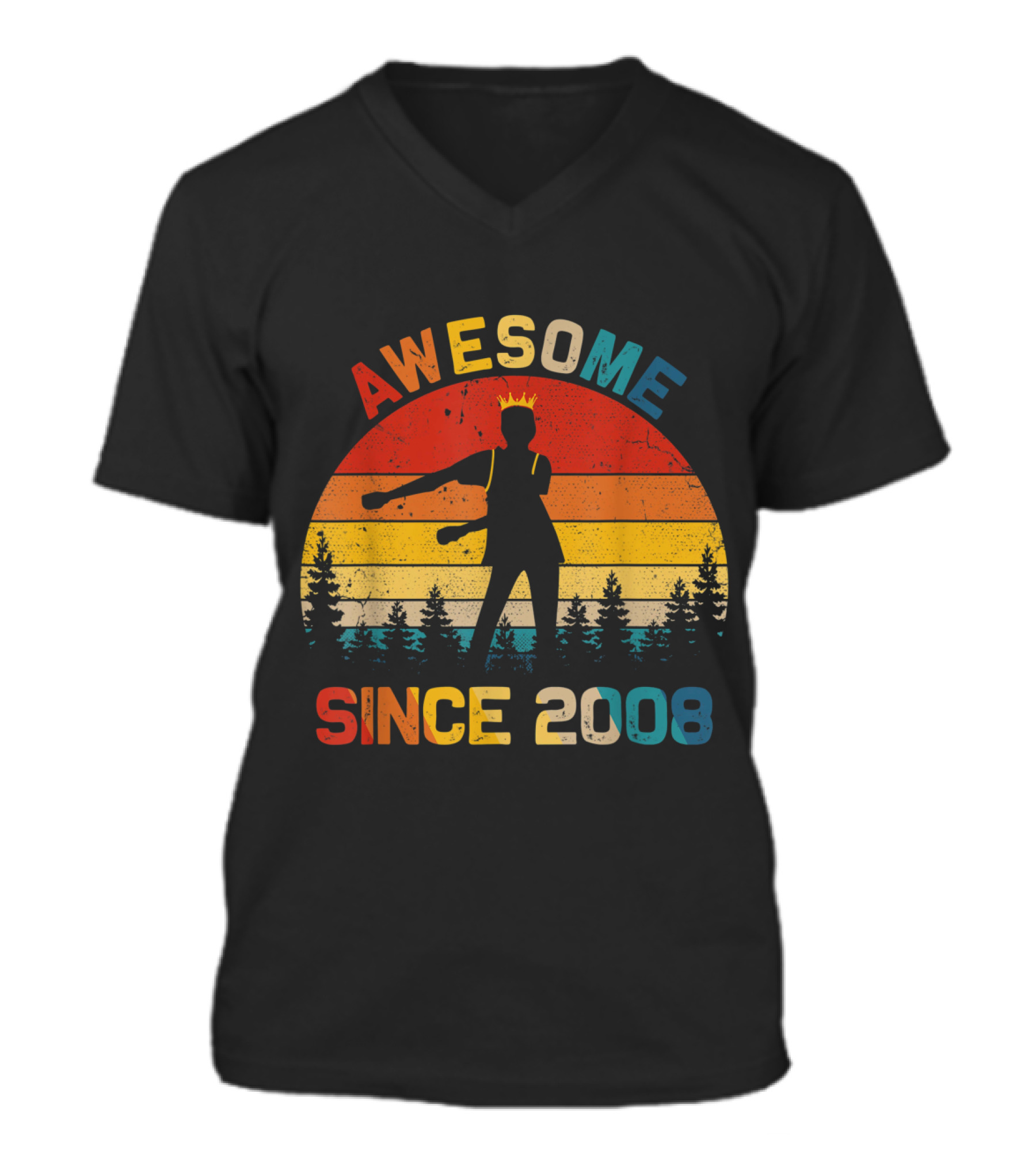 11th Birthday Gift Awesome Since 2008 Fl V-Neck Unisex T-Shirt