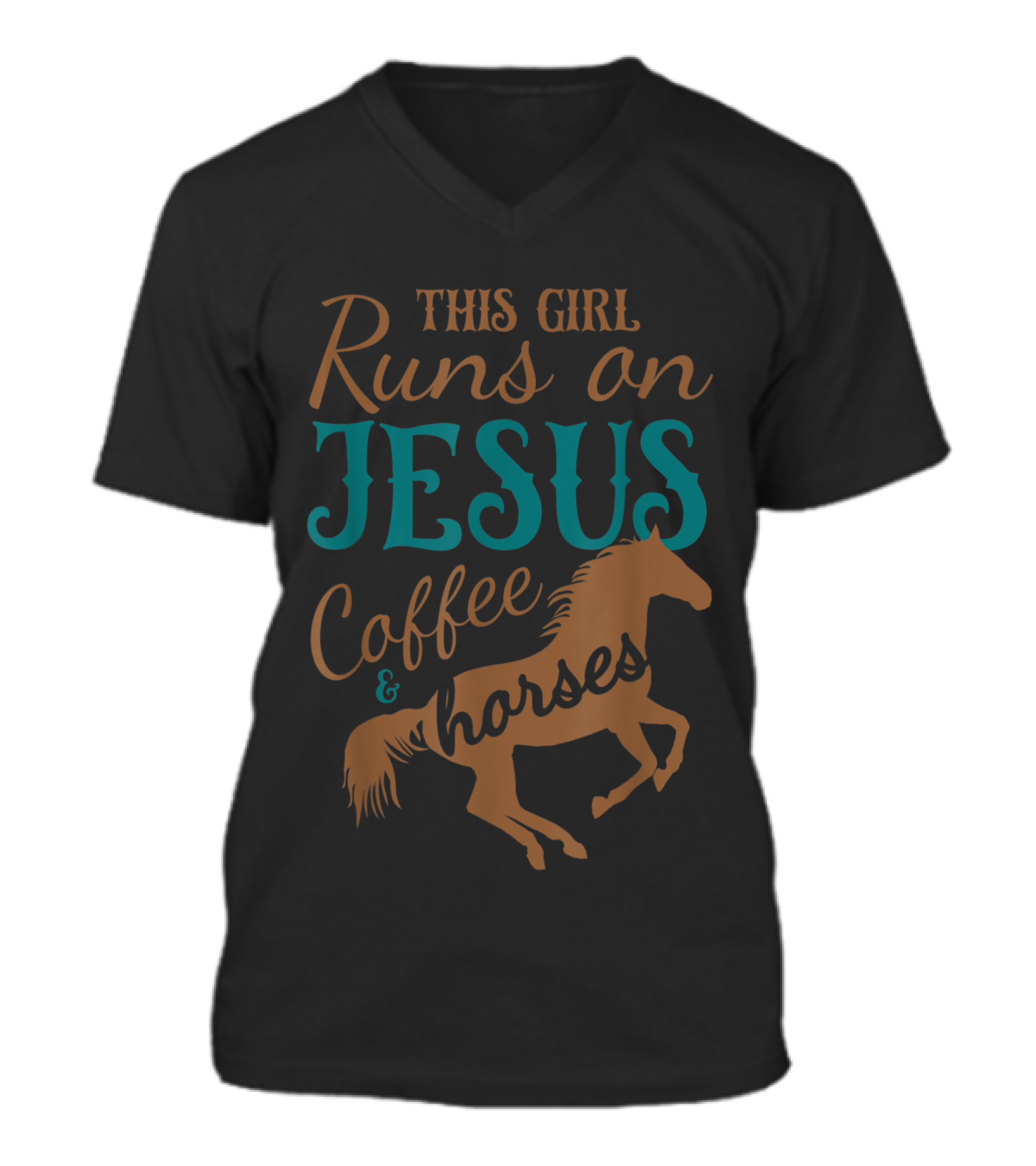 This Girl Runs on Jesus Coffee & V-Neck Unisex T-Shirt