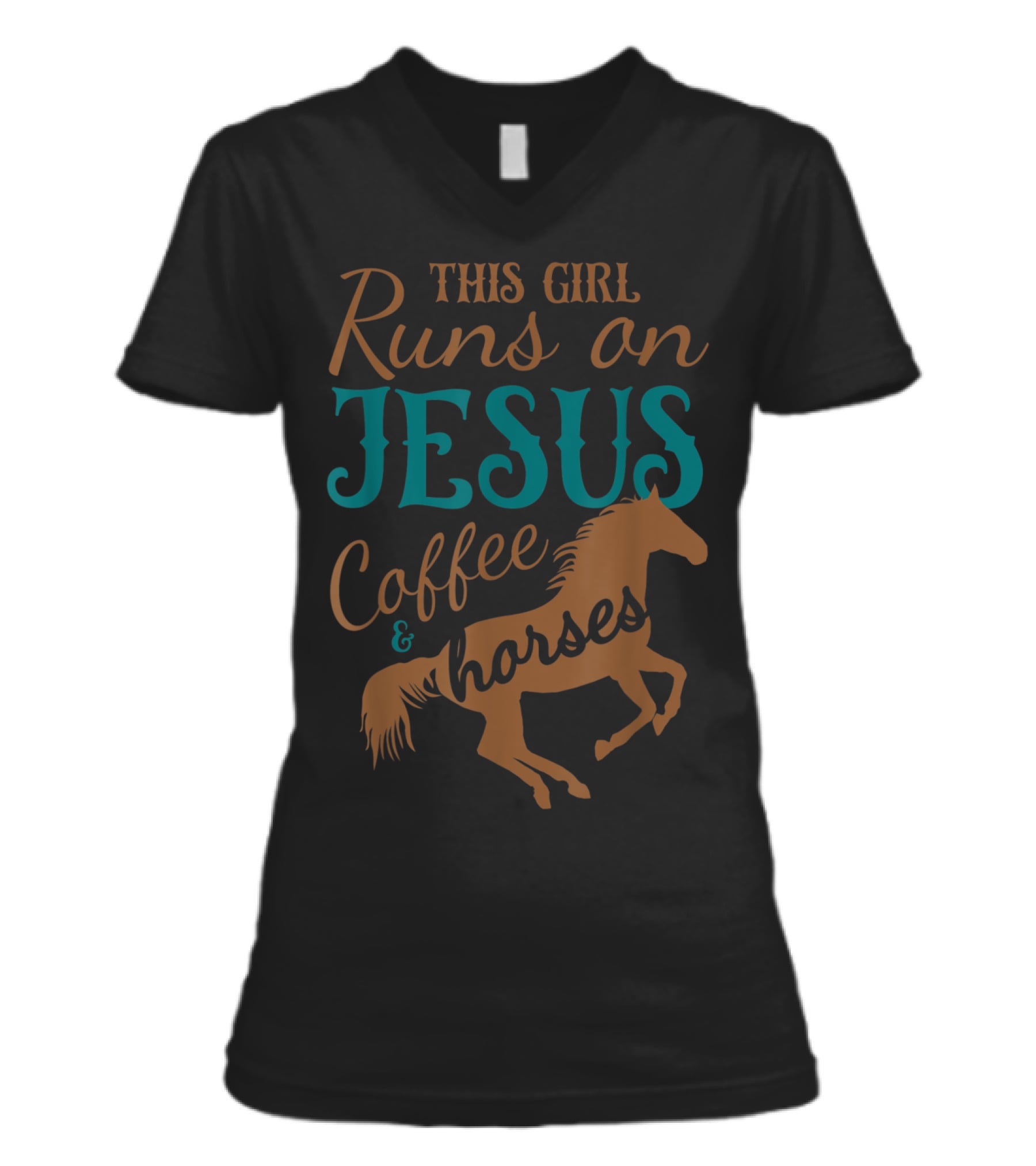 This Girl Runs on Jesus Coffee & V-Neck Womens T-Shirt This Girl Runs on Jesus Coffee & V-Neck Womens T-Shirt