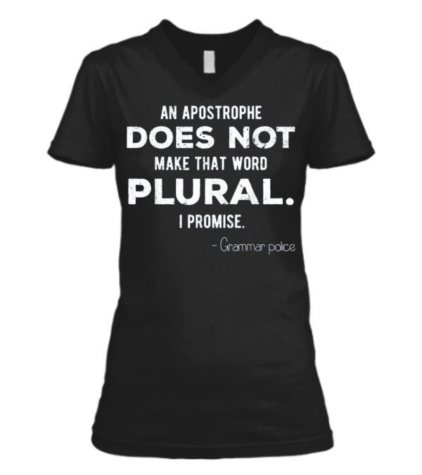 Funny Grammar Police for En V-Neck Womens T-Shirt Funny Grammar Police for En V-Neck Womens T-Shirt