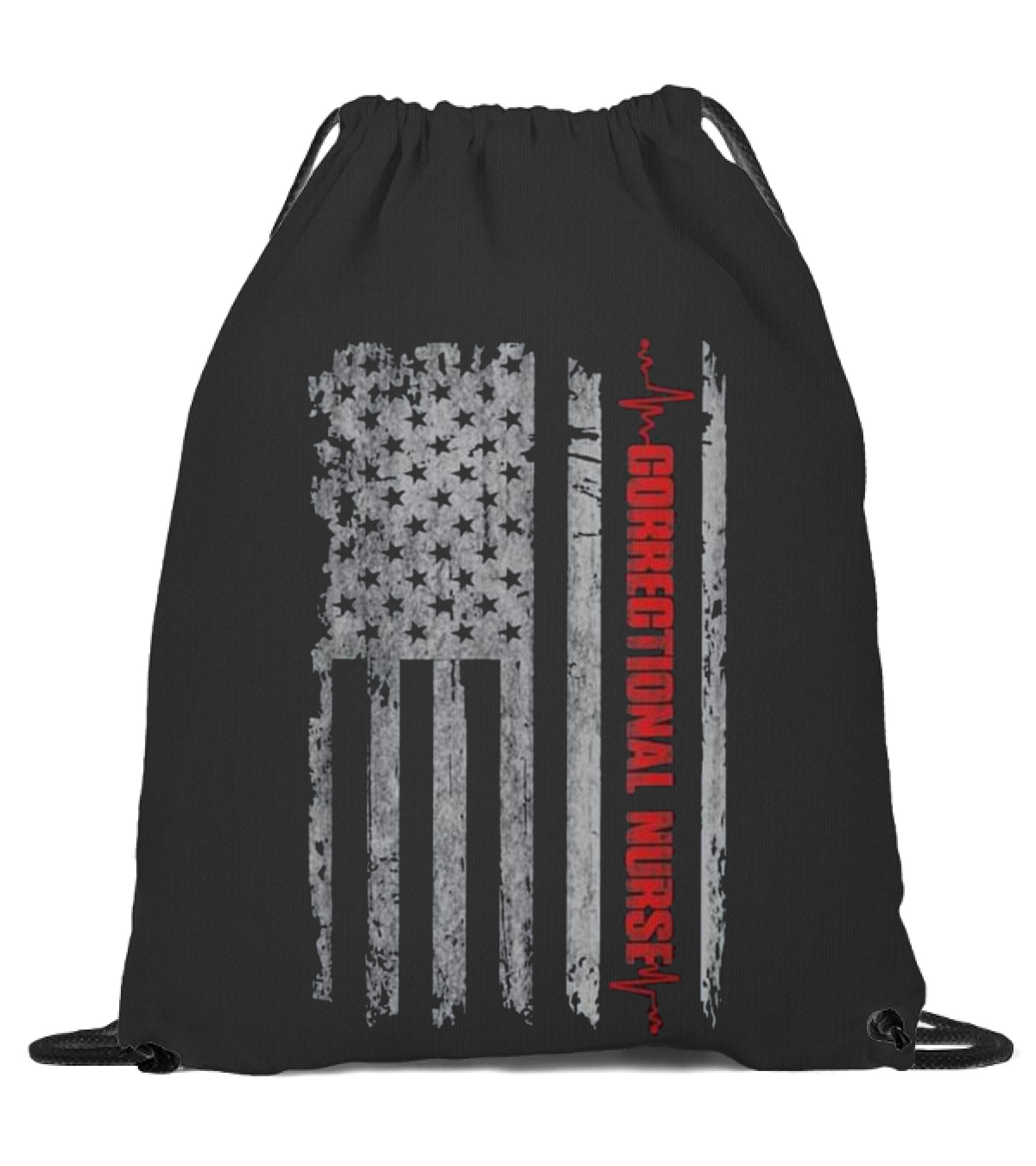 Correctional Nurse Vintage American Flag N Drawstring Bag