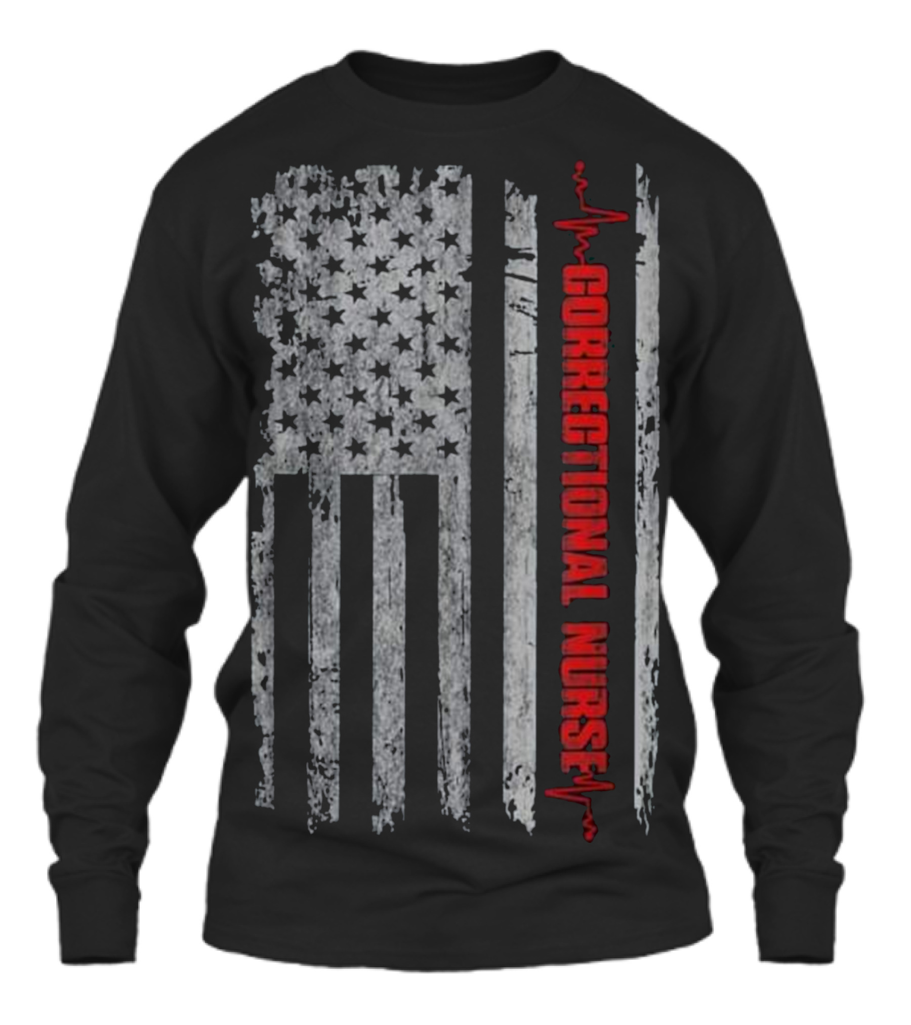 Correctional Nurse Vintage American Flag N Unisex Long Sleeve