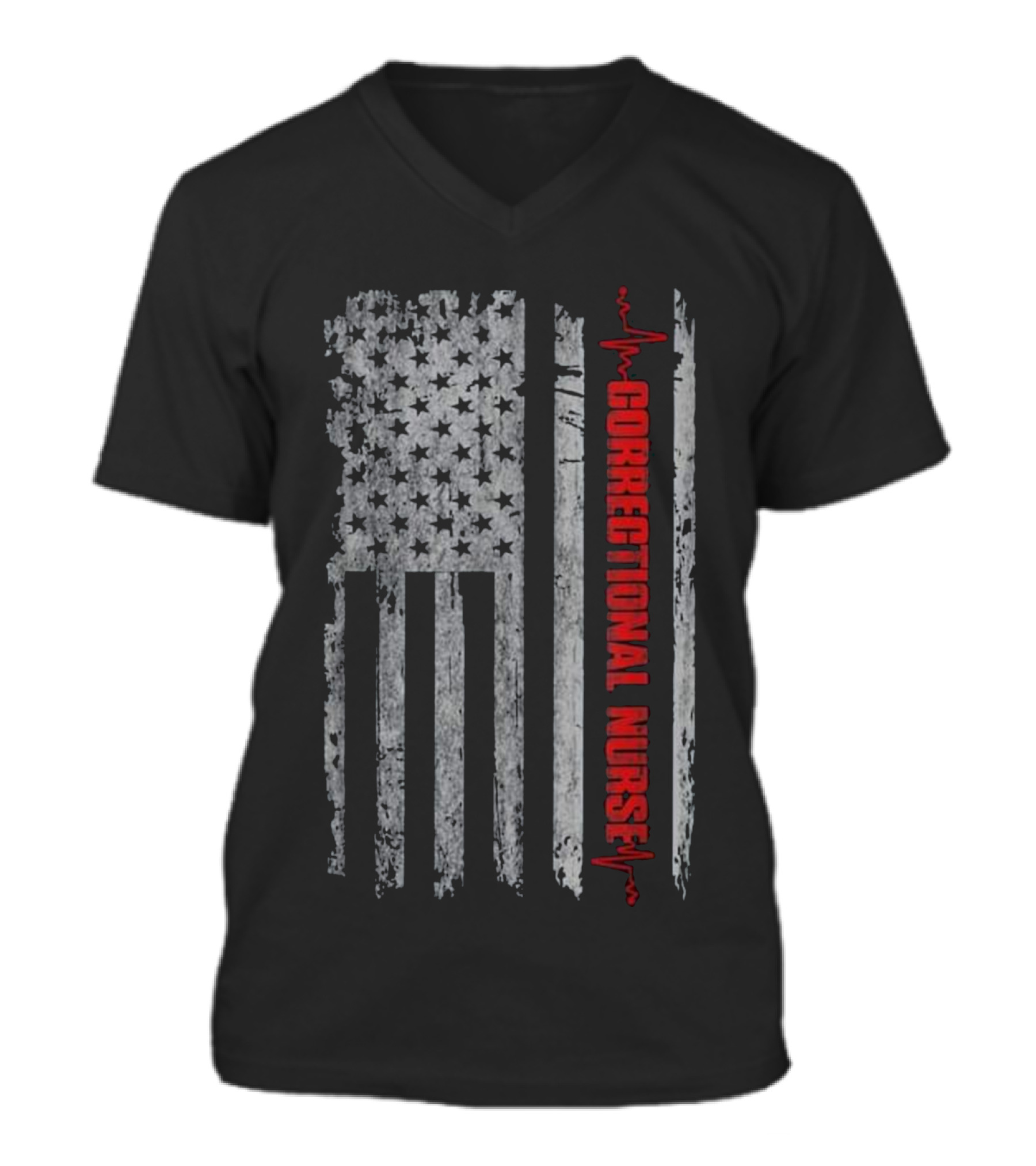 Correctional Nurse Vintage American Flag N V-Neck Unisex T-Shirt