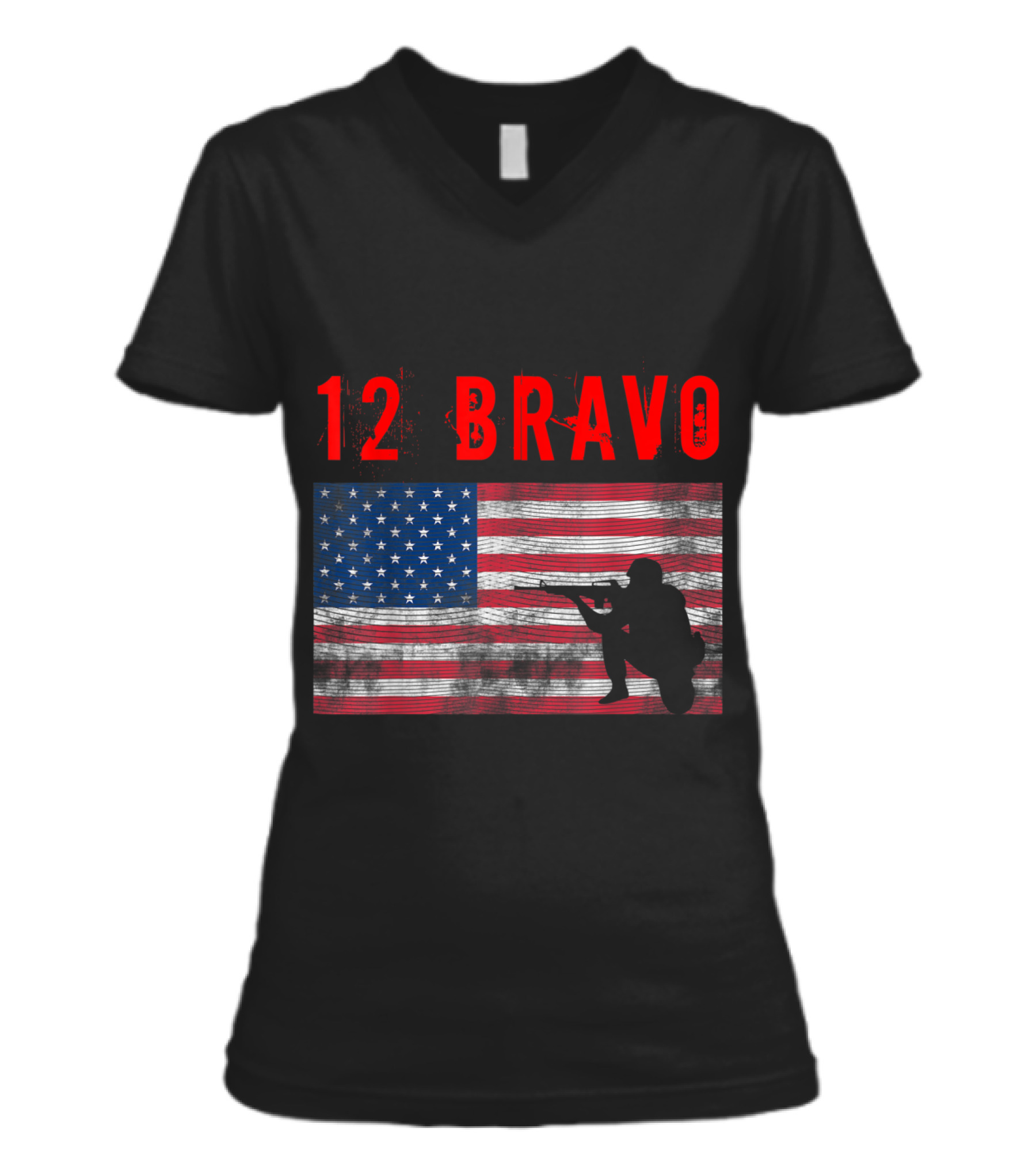 12 Bravo MOS Combat Engineer V-Neck Womens T-Shirt