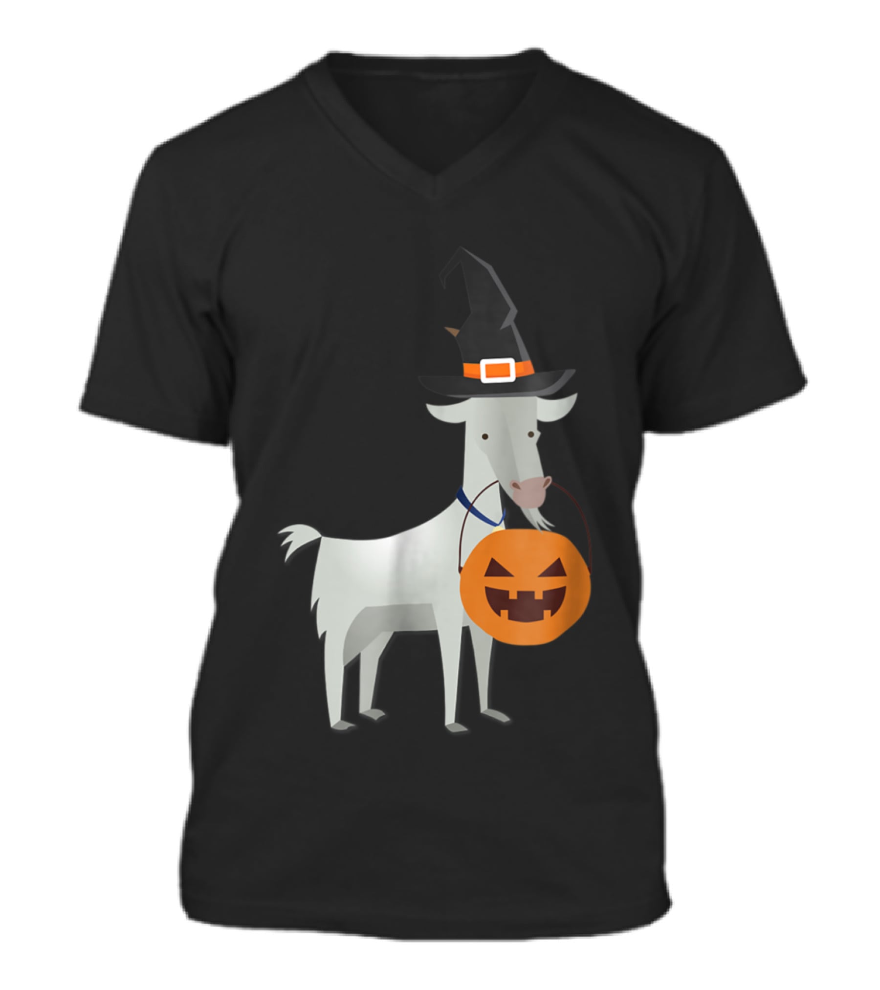 Halloween Goat Funny Witch Pumpkin Ca V-Neck Unisex T-Shirt Halloween Goat Funny Witch Pumpkin Ca V-Neck Unisex T-Shirt
