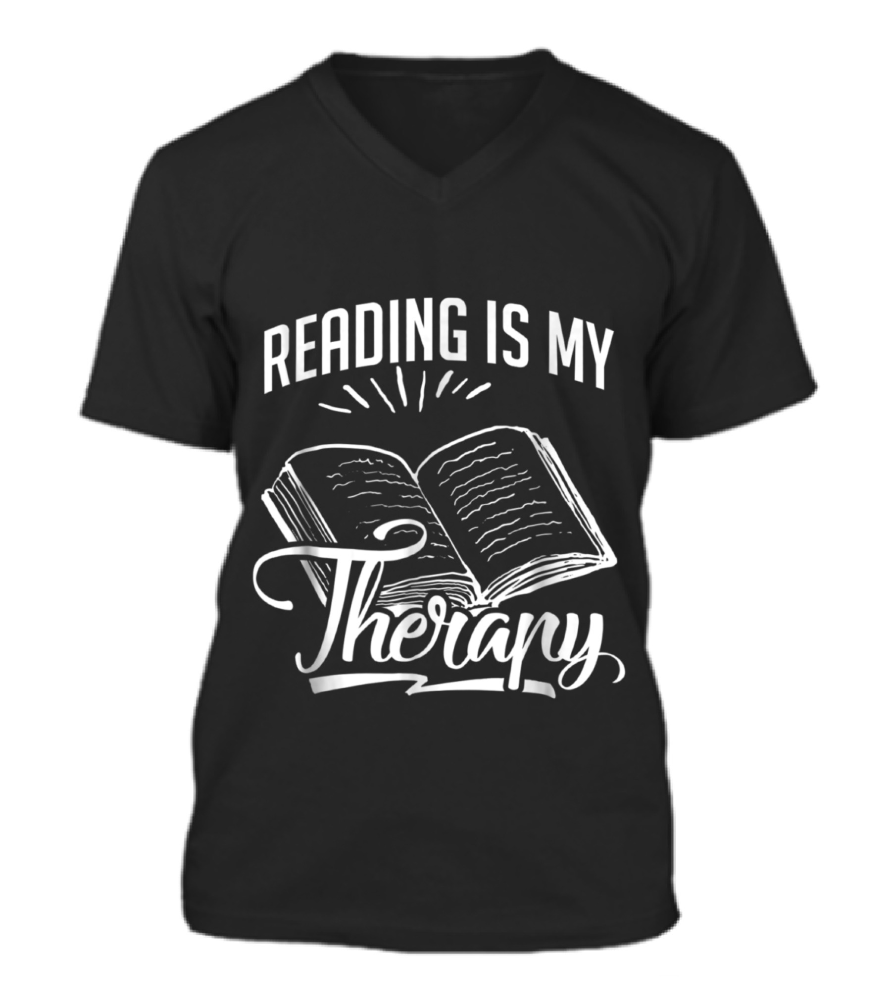 Reading Is My Therapy s Funny Book Tees V-Neck Unisex T-Shirt