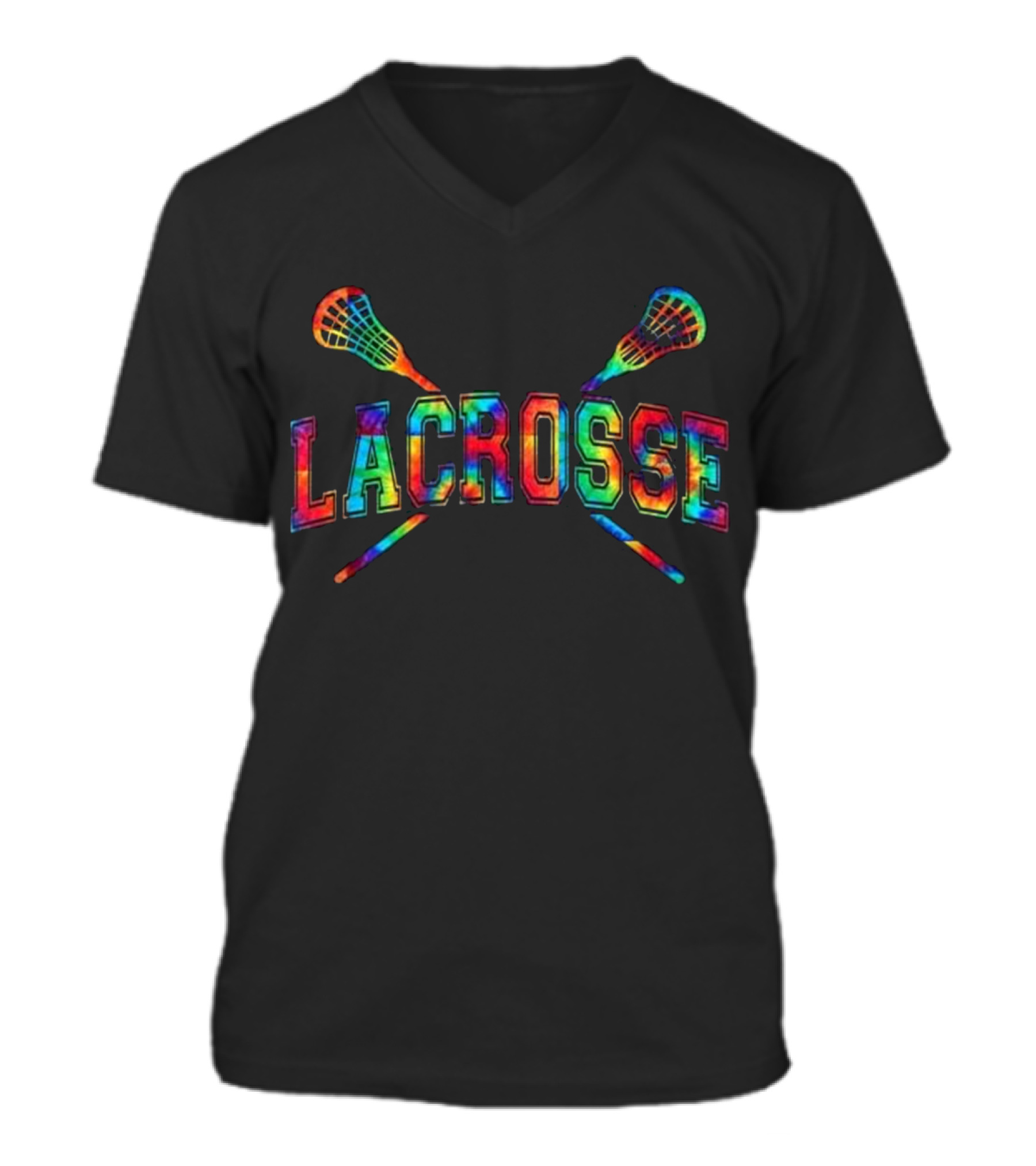 Lacrosse Tie-dye Crossed Sticks V-Neck Unisex T-Shirt