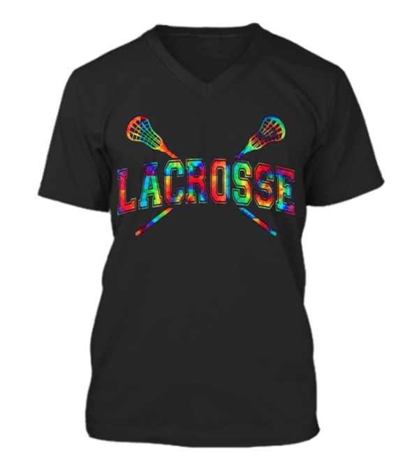 Lacrosse Tie-dye Crossed Sticks V-Neck Unisex T-Shirt Lacrosse Tie-dye Crossed Sticks V-Neck Unisex T-Shirt