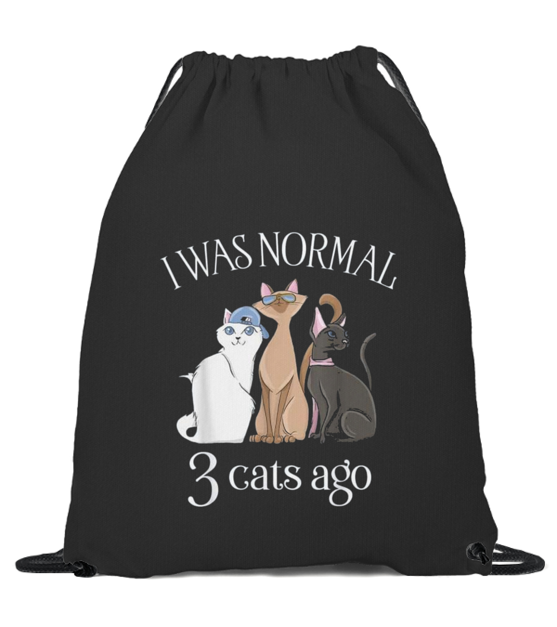 I Was Normal 3 Cats Ago T Cat Mom Dad Drawstring Bag