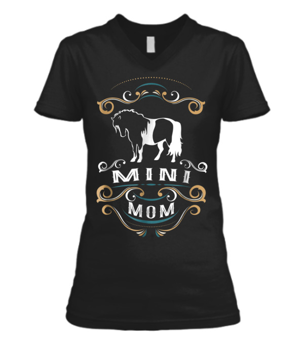Mini Mom Miniature Horse NickerS V-Neck Womens T-Shirt Mini Mom Miniature Horse NickerS V-Neck Womens T-Shirt