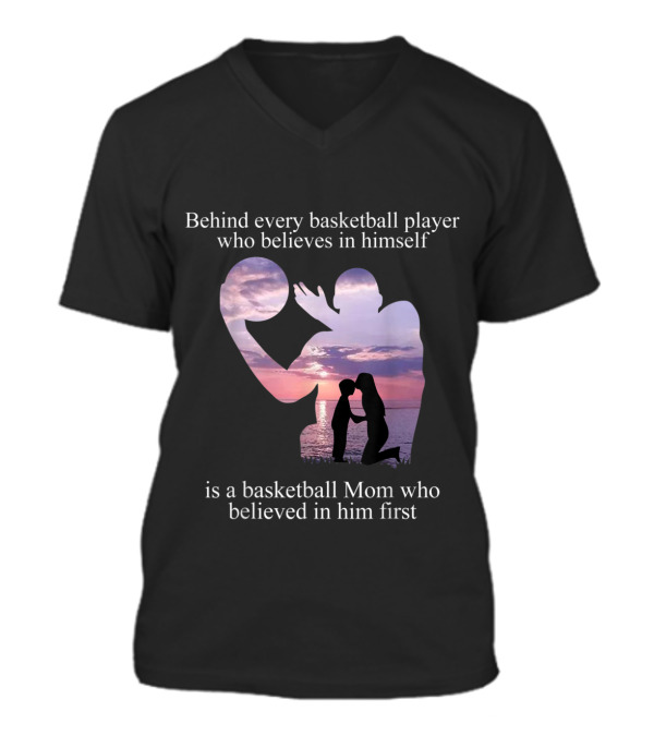 Behind Every Basketball P...V-Neck Unisex T-Shirt Behind Every Basketball P...V-Neck Unisex T-Shirt