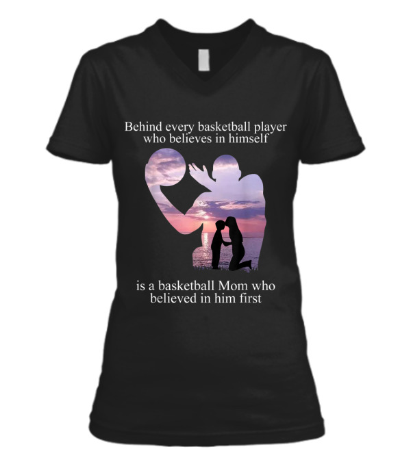 Behind Every Basketball P...V-Neck Womens T-Shirt Behind Every Basketball P...V-Neck Womens T-Shirt