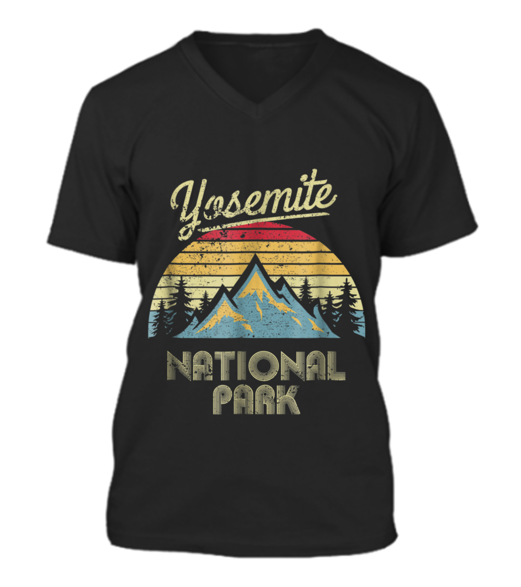 Vintage Retro Yosemite National Park M V-Neck Unisex T-Shirt