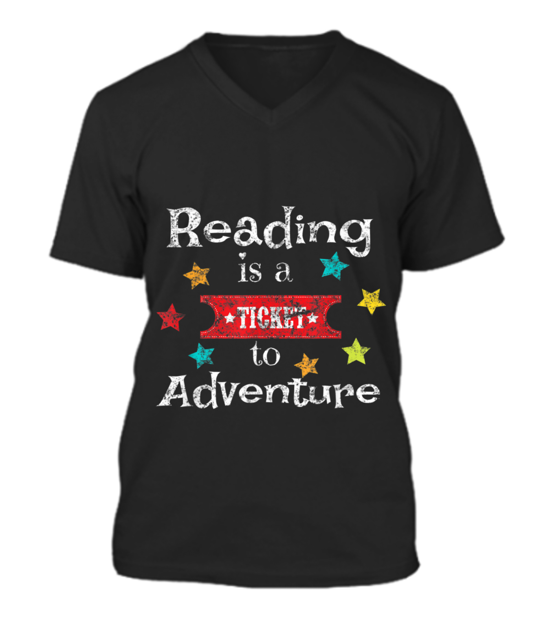 Reading for Teachers Vintage Reading V-Neck Unisex T-Shirt