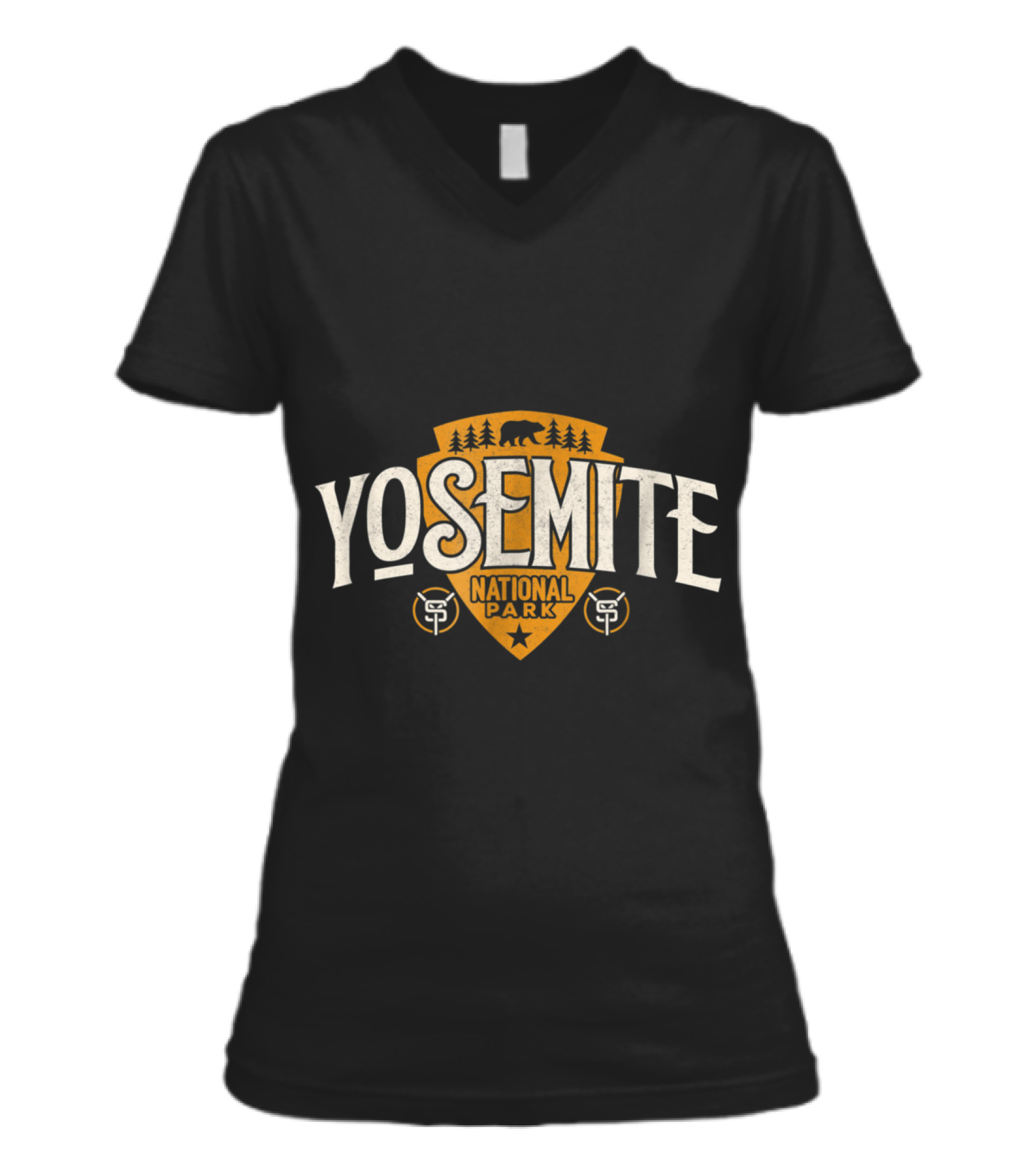 Vintage Retro Yosemite National Park V-Neck Womens T-Shirt