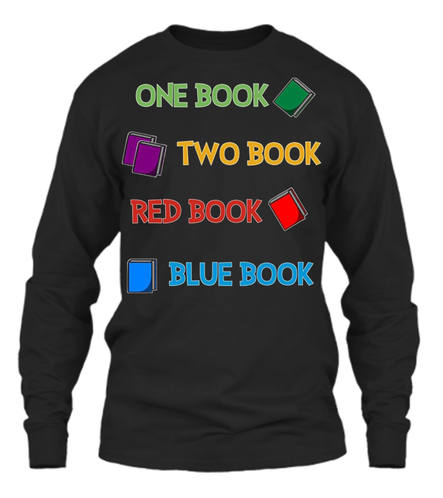 Reading One Book Two Book Red Unisex Long Sleeve