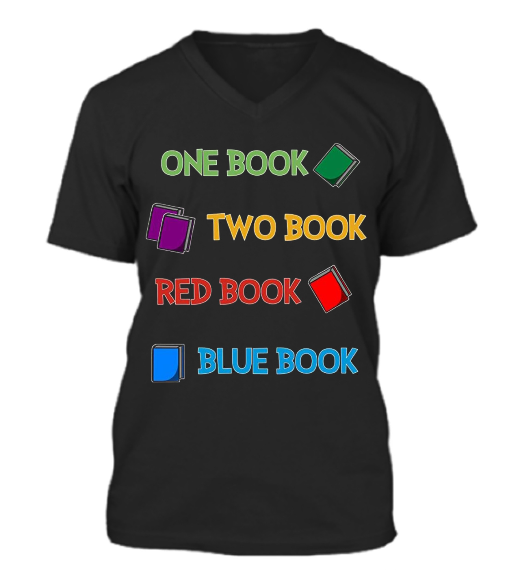 Reading One Book Two Book Red V-Neck Unisex T-Shirt