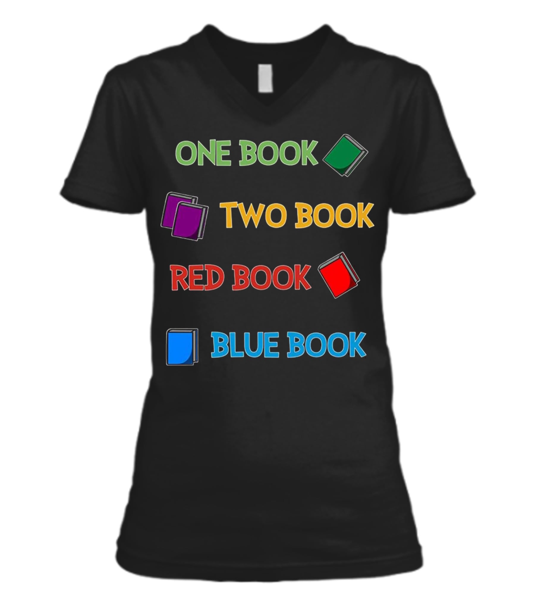 Reading One Book Two Book Red V-Neck Womens T-Shirt Reading One Book Two Book Red V-Neck Womens T-Shirt