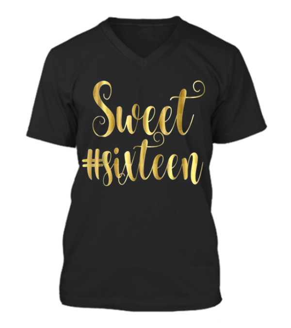 16th Birthday Gift Hashtag V-Neck Unisex T-Shirt 16th Birthday Gift Hashtag V-Neck Unisex T-Shirt