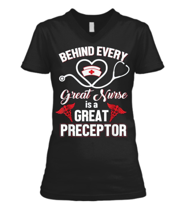 Behind Every Great Nurse Is A Gre V-Neck Womens T-Shirt Behind Every Great Nurse Is A Gre V-Neck Womens T-Shirt
