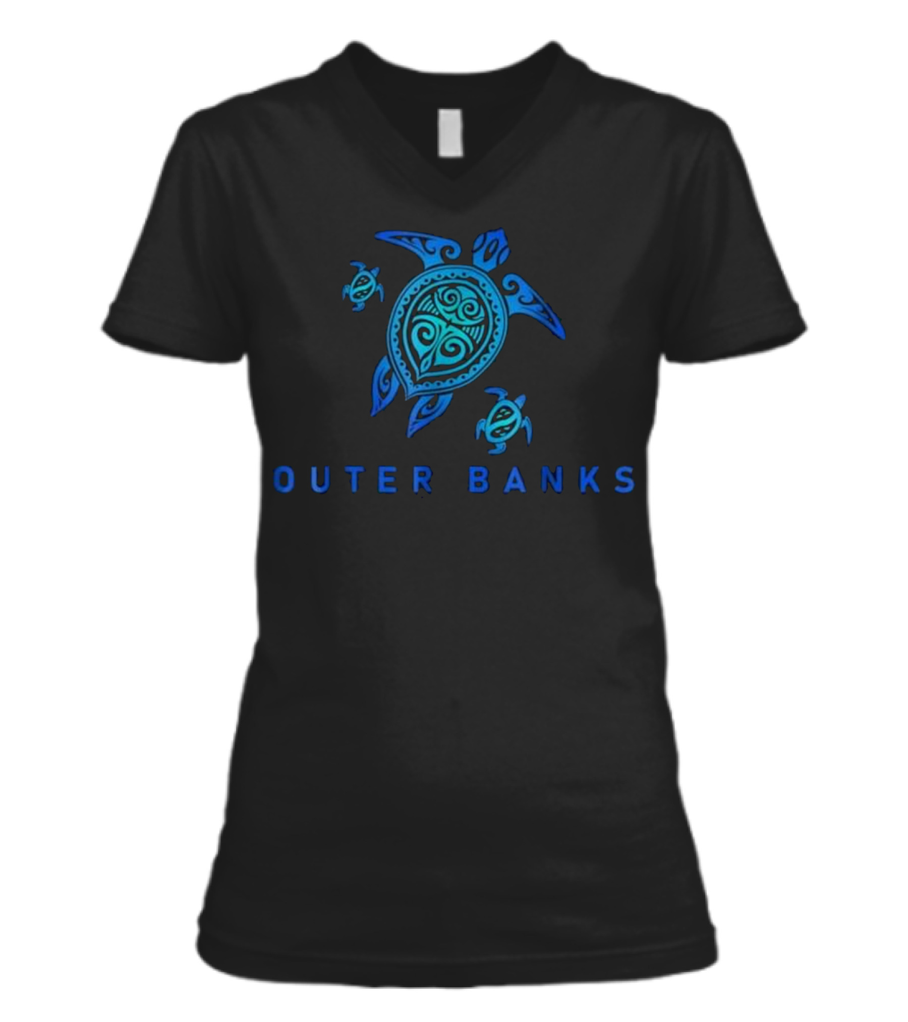 Outer Banks North Carolina Sea Blue V-Neck Womens T-Shirt