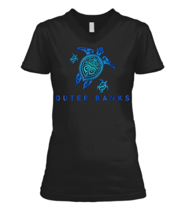 Outer Banks North Carolina Sea Blue V-Neck Womens T-Shirt Outer Banks North Carolina Sea Blue V-Neck Womens T-Shirt