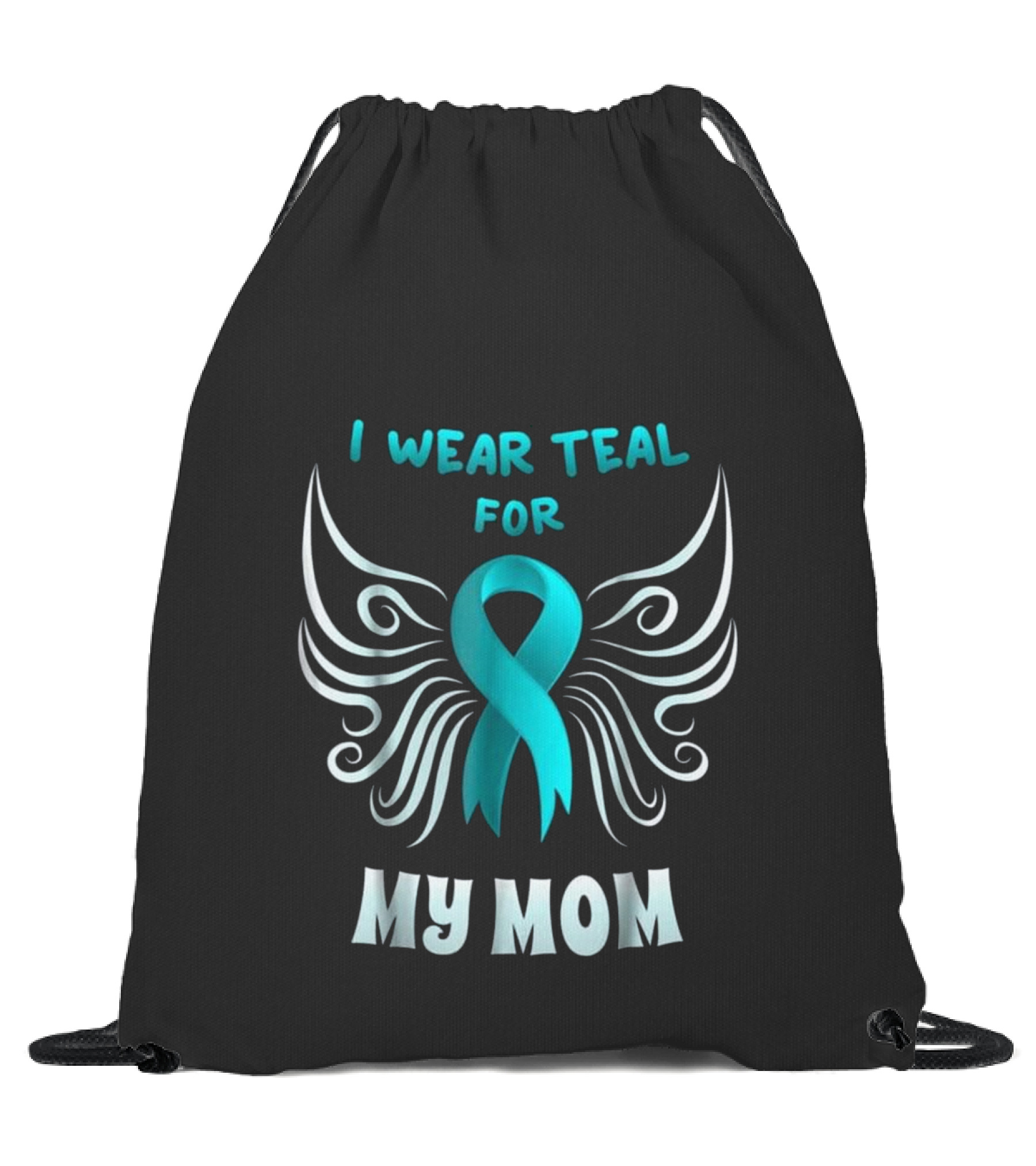 I Wear Teal For My Mom Teal Ri Drawstring Bag