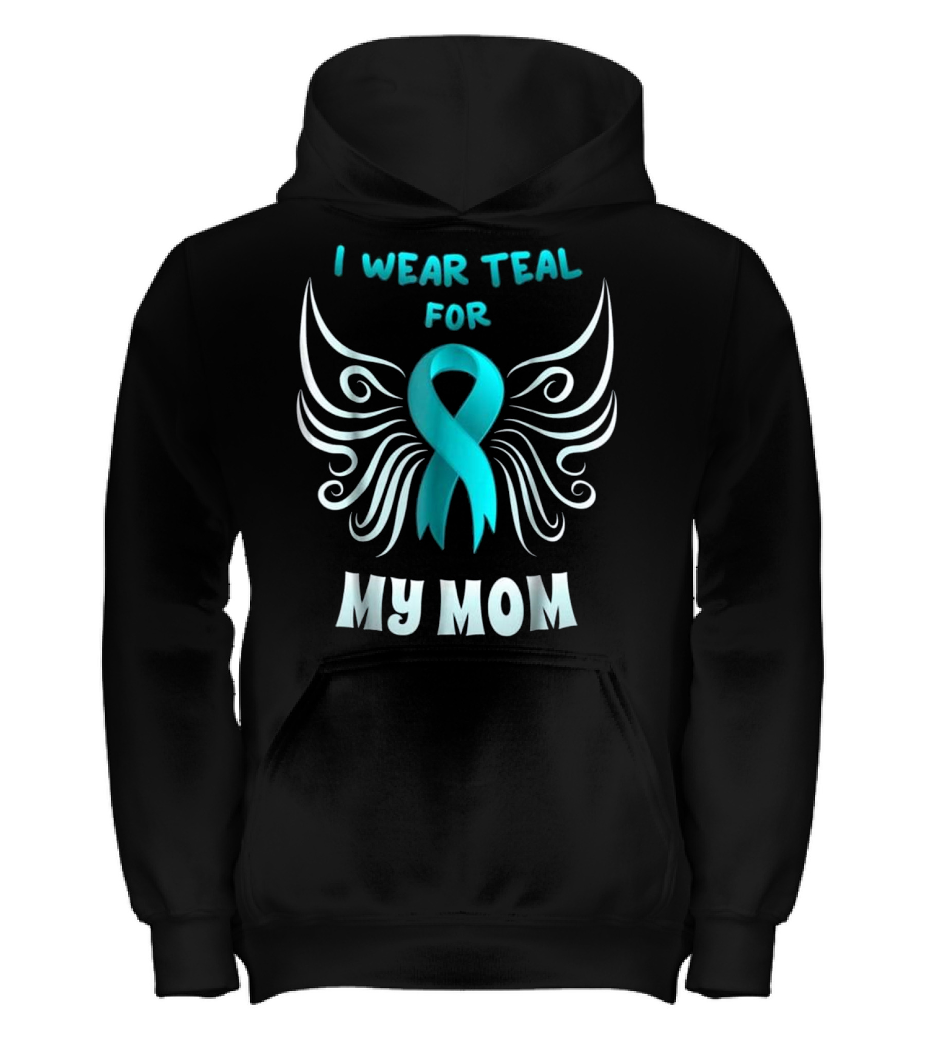 I Wear Teal For My Mom Teal Ri Kids Hoodie