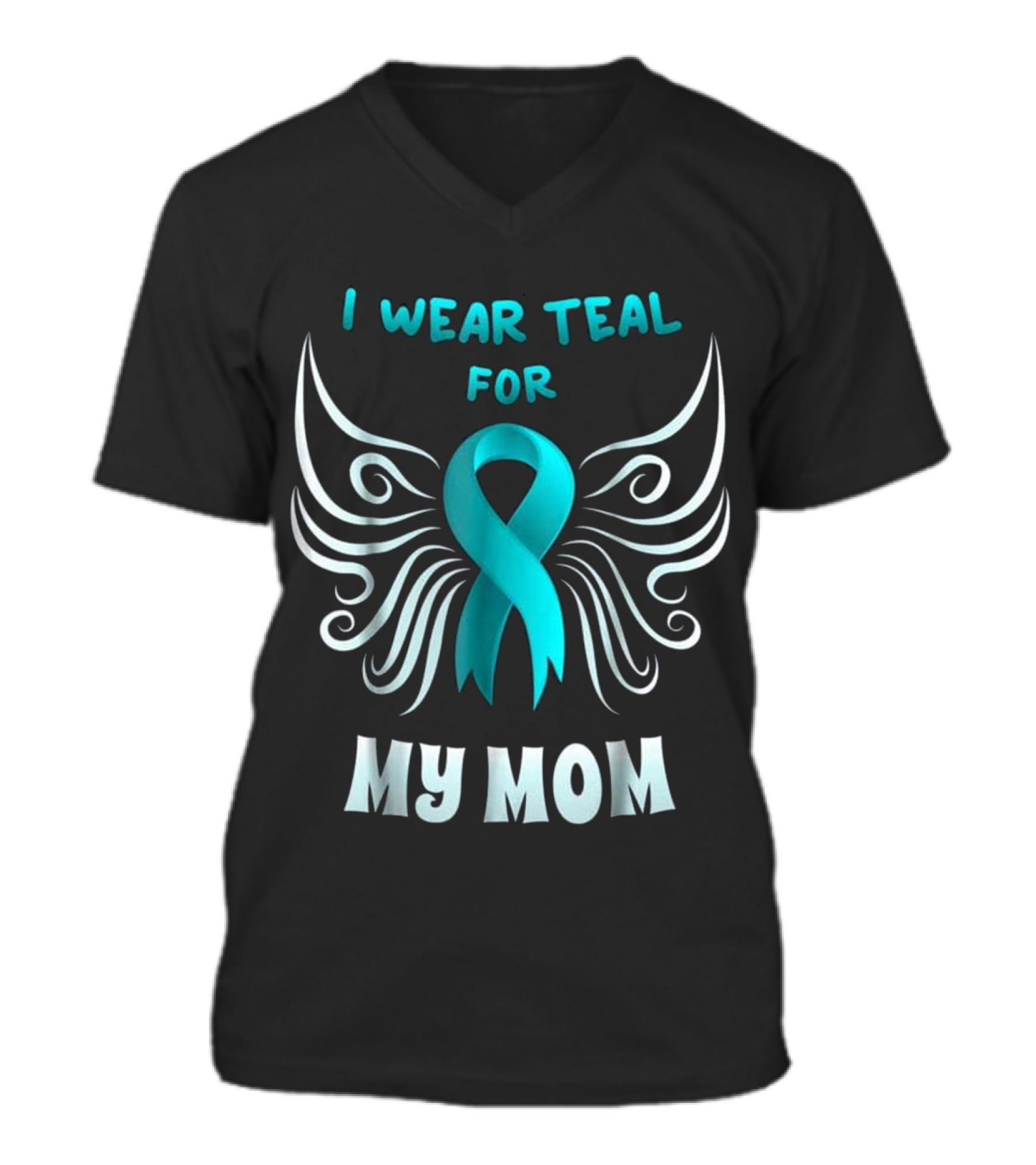 I Wear Teal For My Mom Teal Ri V-Neck Unisex T-Shirt