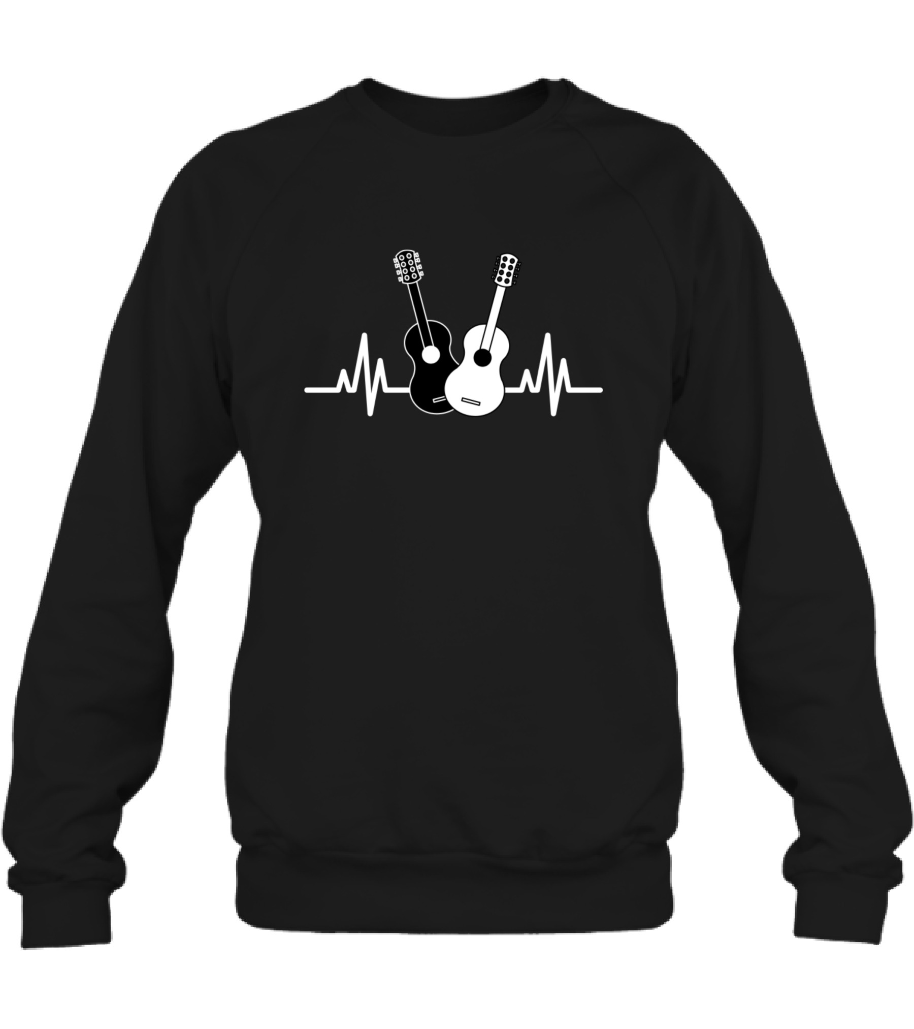 Acoustic Guitar Heartbeat Musician Crewneck Sweatshirt