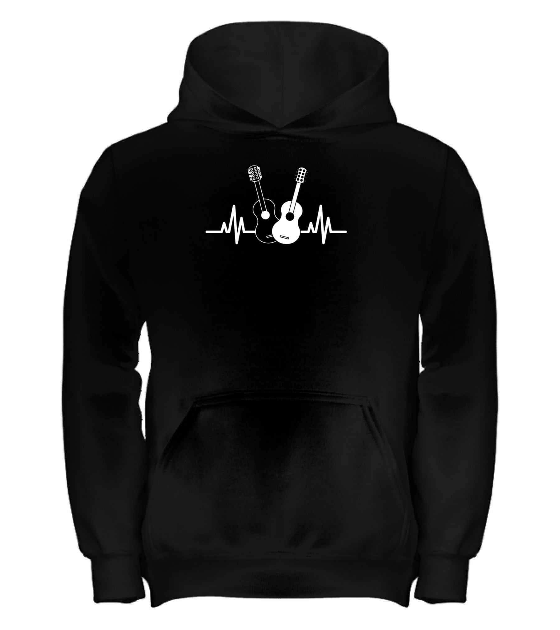 Acoustic Guitar Heartbeat Musician Kids Hoodie