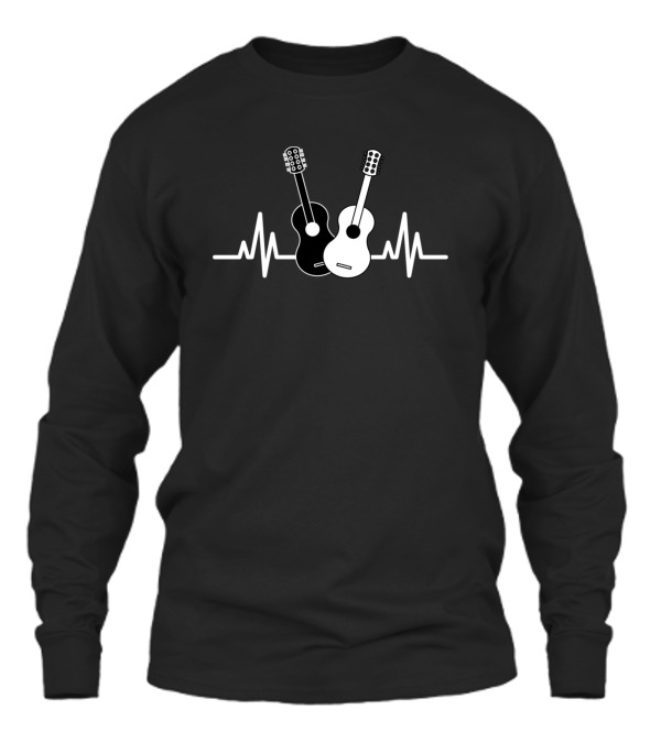 Acoustic Guitar Heartbeat Musician Unisex Long Sleeve Acoustic Guitar Heartbeat Musician Unisex Long Sleeve